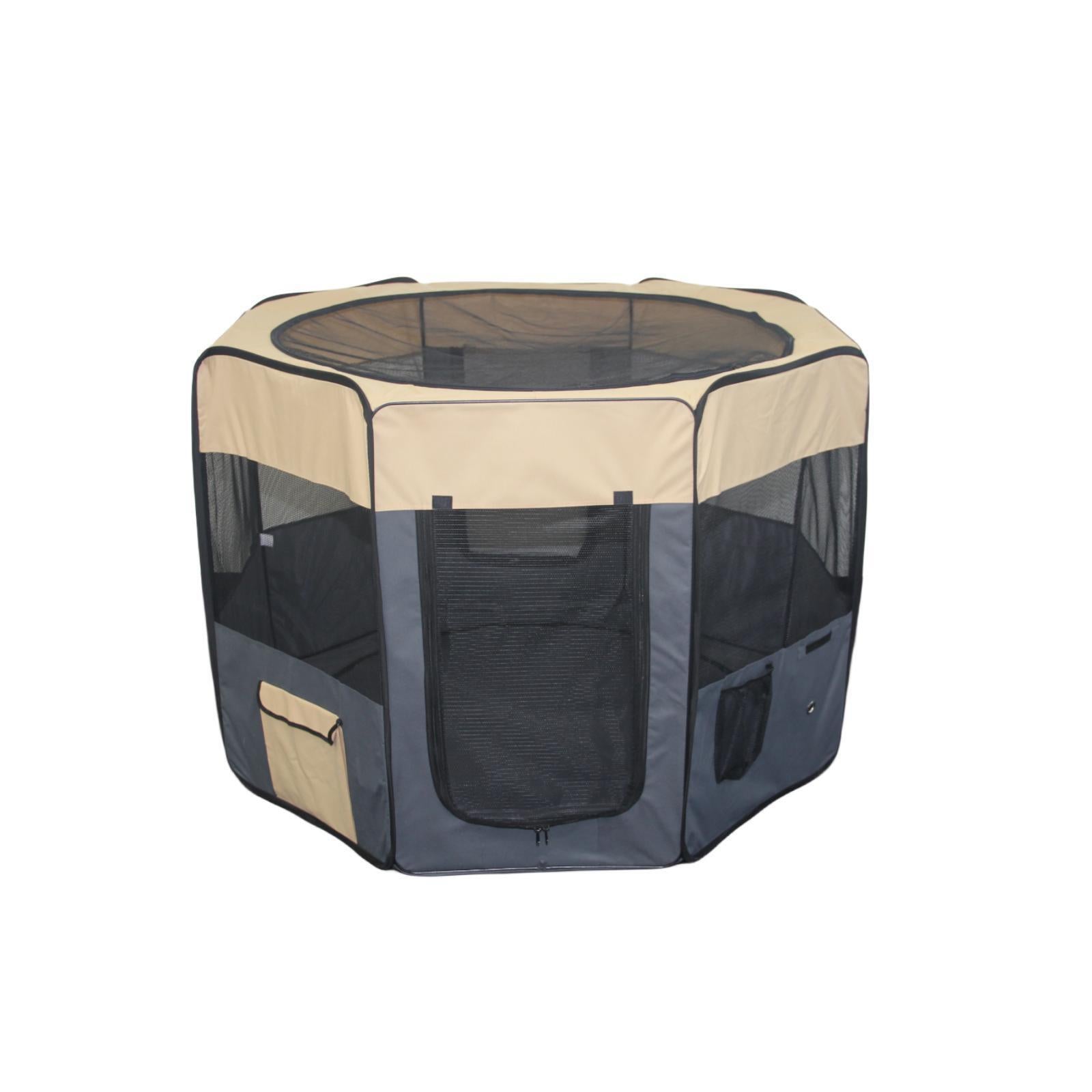 Small Animal Habitats & Cages: YES4PETS 75 cm Foldable Large Grey Dog Puppy Rabbit Soft Cat Cage Playpen Enclosure