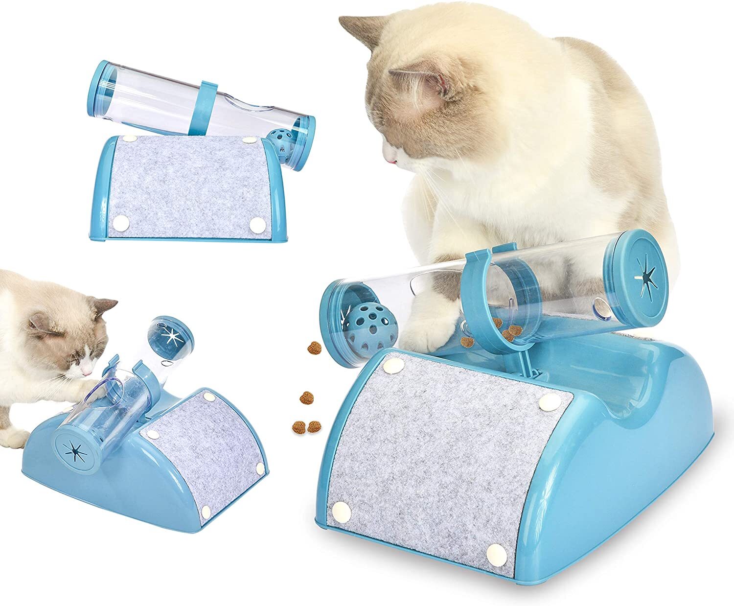 Cat Toys: YES4PETS Cat Play Box Kit Pet Toy Kitten Toys Interactive Ball Peek Hunting Toy-Blue