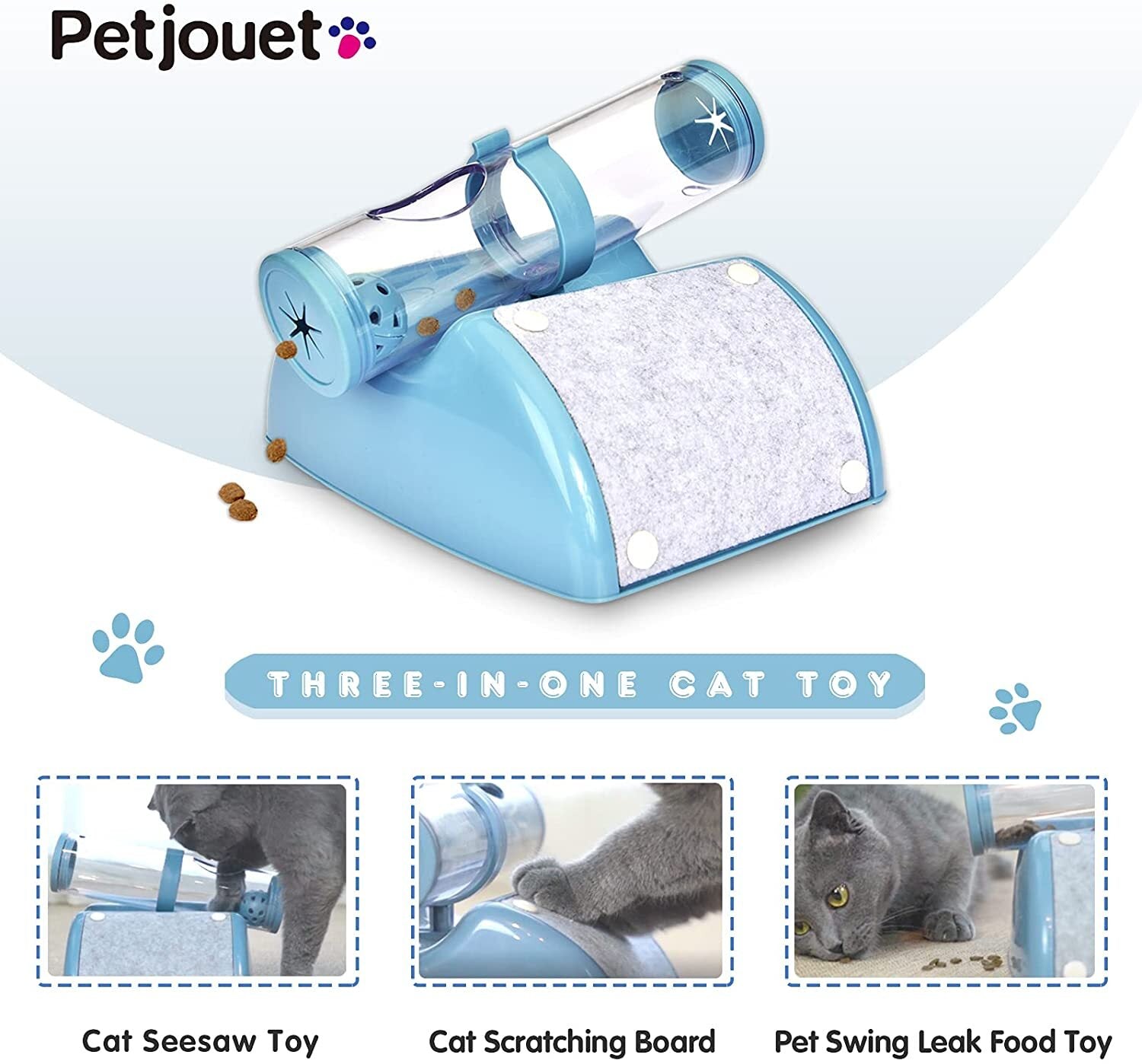 Cat Toys: YES4PETS Cat Play Box Kit Pet Toy Kitten Toys Interactive Ball Peek Hunting Toy-Blue