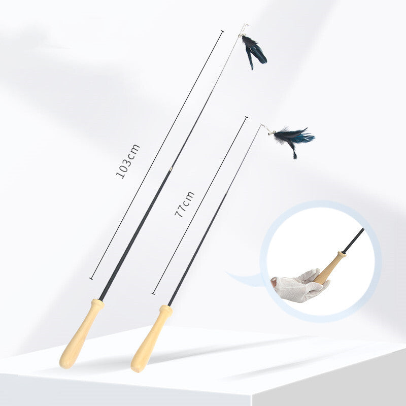 Cat Toys: YES4PETS  2 X Pet Cat Toys Retractable Feathers Teaser Cat Stick Interactive Play