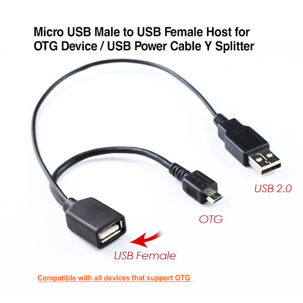 Bridges & Routers: Micro USB Male to USB Female Host for OTG Device / USB Power Cable Y Splitter