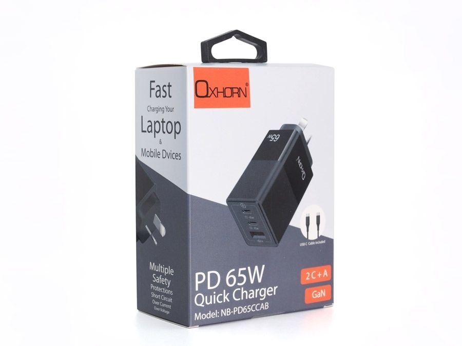 OXHORN NB-PD65CCAB PD GaN Charger 65W 3 Ports Black