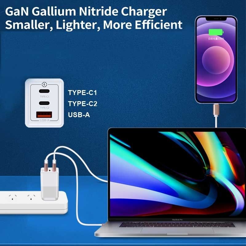 OXHORN NB-PD65CCAW PD GaN Charger 65W 3 Ports White