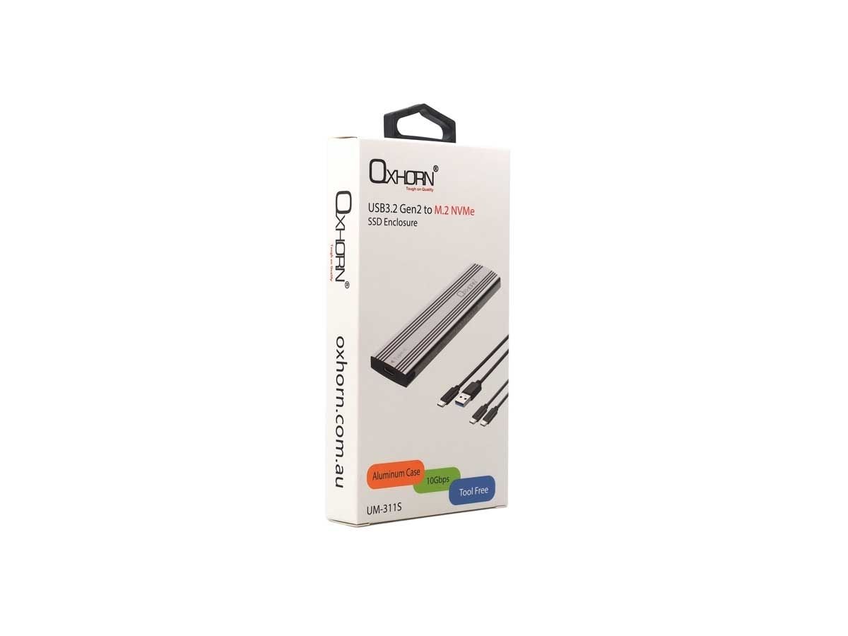OXHORN UM-311S USB C 3.2 Gen 2 M.2 NVMe Enclosure Silver