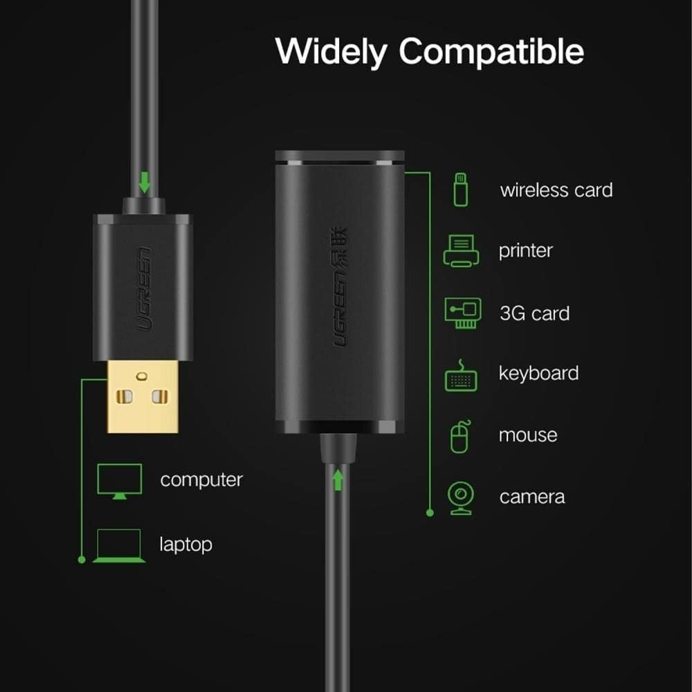 Computer Cables & Adapters: UGREEN 10321 USB 2.0 Active Extension Cable with Chipset 10M