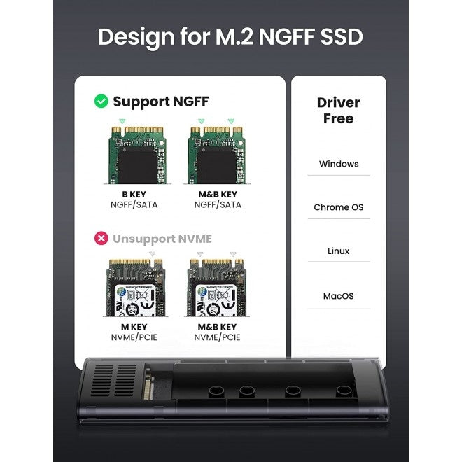 Hard Drives: UGREEN 10903 M.2 SATA NGFF SSD Hard Drive Enclosure