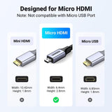 Computer Cables & Adapters: UGREEN 15517 8K Micro-HDMI to HDMI Cable 2M