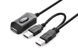 Computer Cables & Adapters: UGREEN USB 2.0 Active Extension Cable with USB Power 5M (20213)