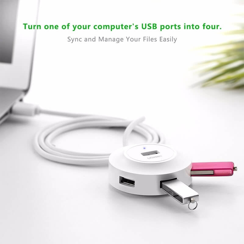 Keyboards & Accessories: UGREEN 20270 USB 2.0 4-Port Hub White