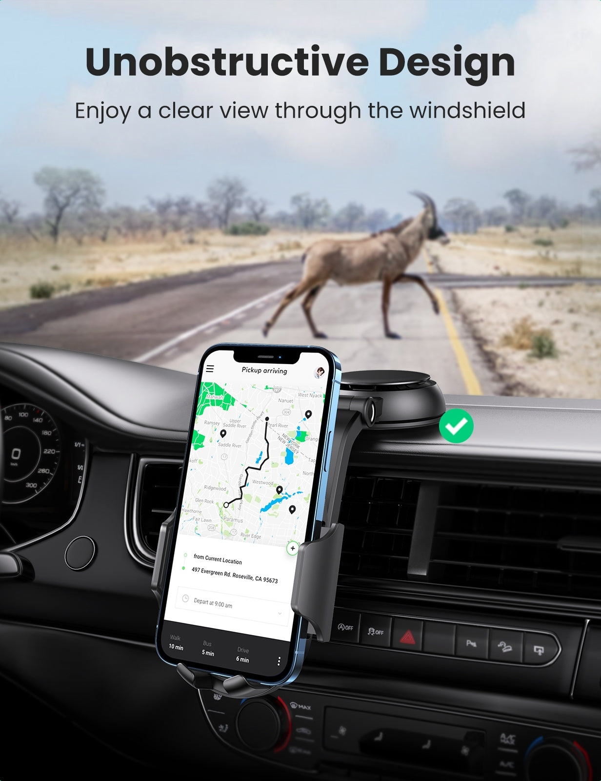 Car Mounts: UGREEN 20473 Waterfall-Shaped Suction Cup Phone Mount