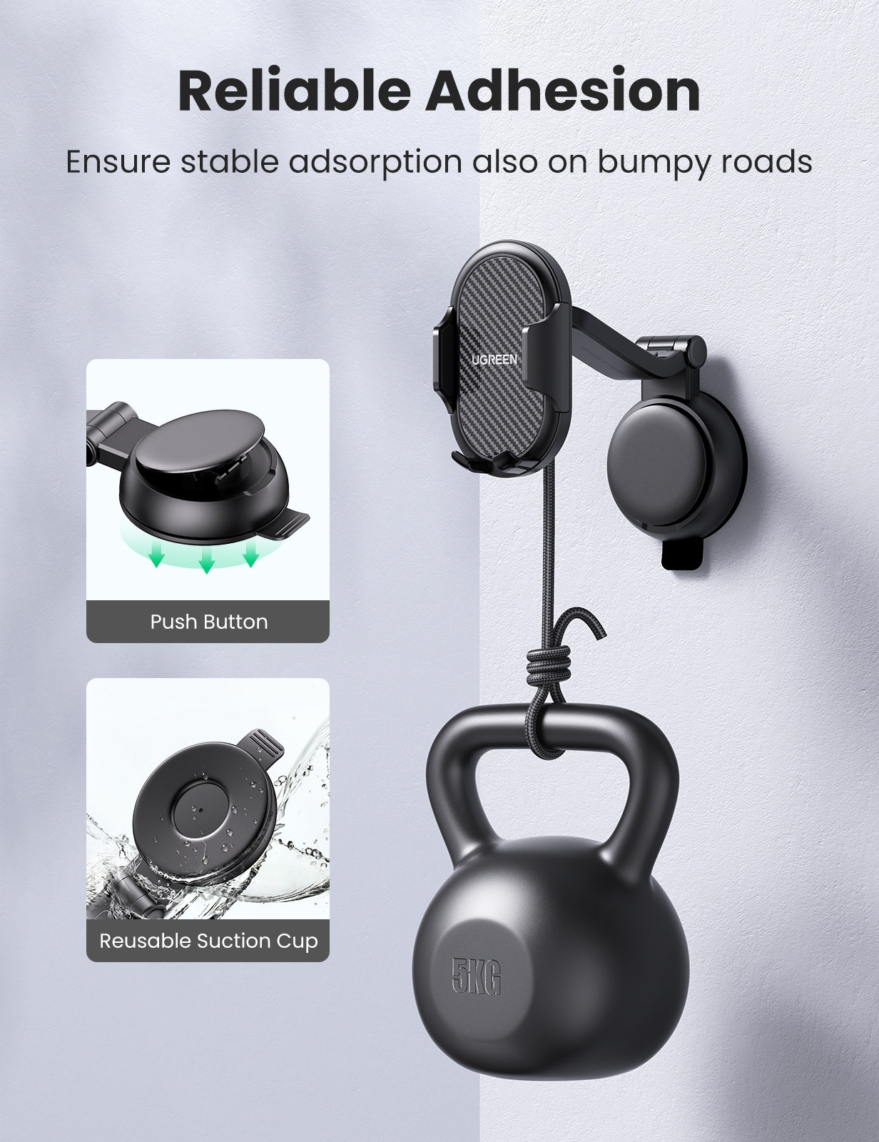 Car Mounts: UGREEN 20473 Waterfall-Shaped Suction Cup Phone Mount