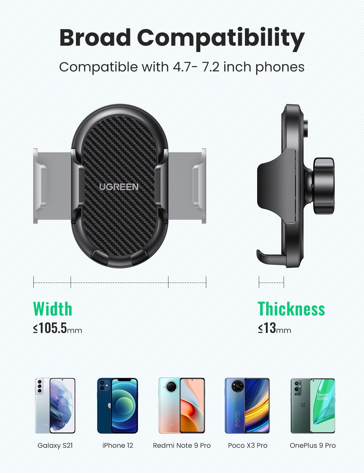 Car Mounts: UGREEN 20473 Waterfall-Shaped Suction Cup Phone Mount