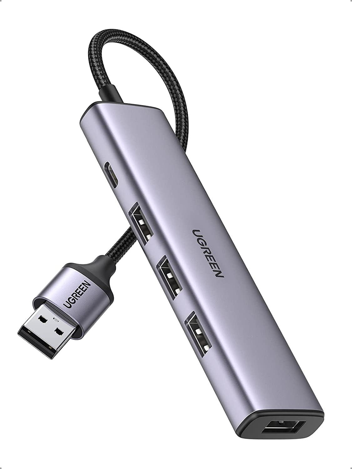 Hard Drives: UGREEN 20805 USB 3.0 4-Port Hub with USB-C Power Port