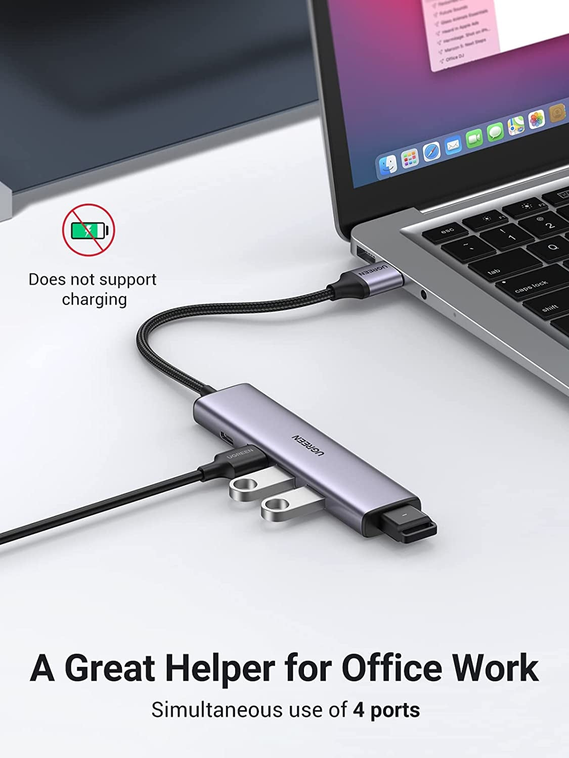 Hard Drives: UGREEN 20805 USB 3.0 4-Port Hub with USB-C Power Port