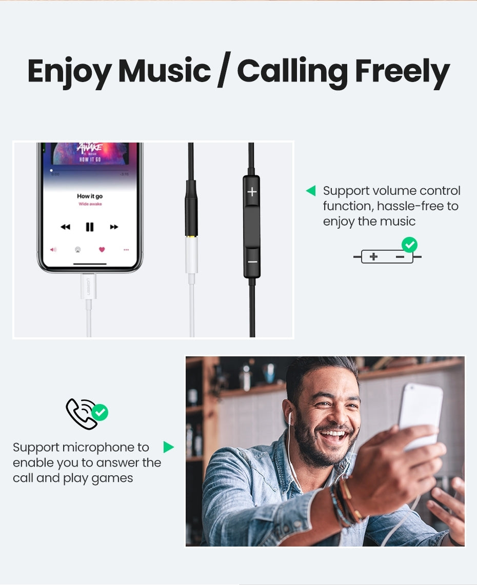 Computer Cables & Adapters: UGREEN 30759 iPhone 8-pin to 3.5mm Headphone Adapter
