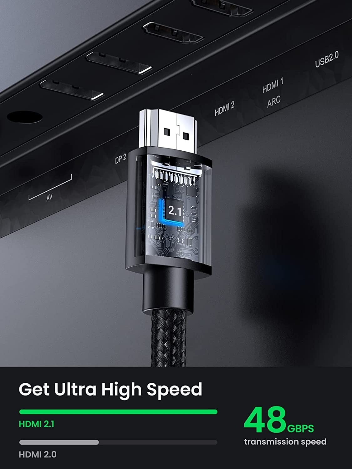 Computer Cables & Adapters: UGREEN 40447 HDMI Extension Cable 8K 60Hz 48Gbps Male to Female Cable 1M