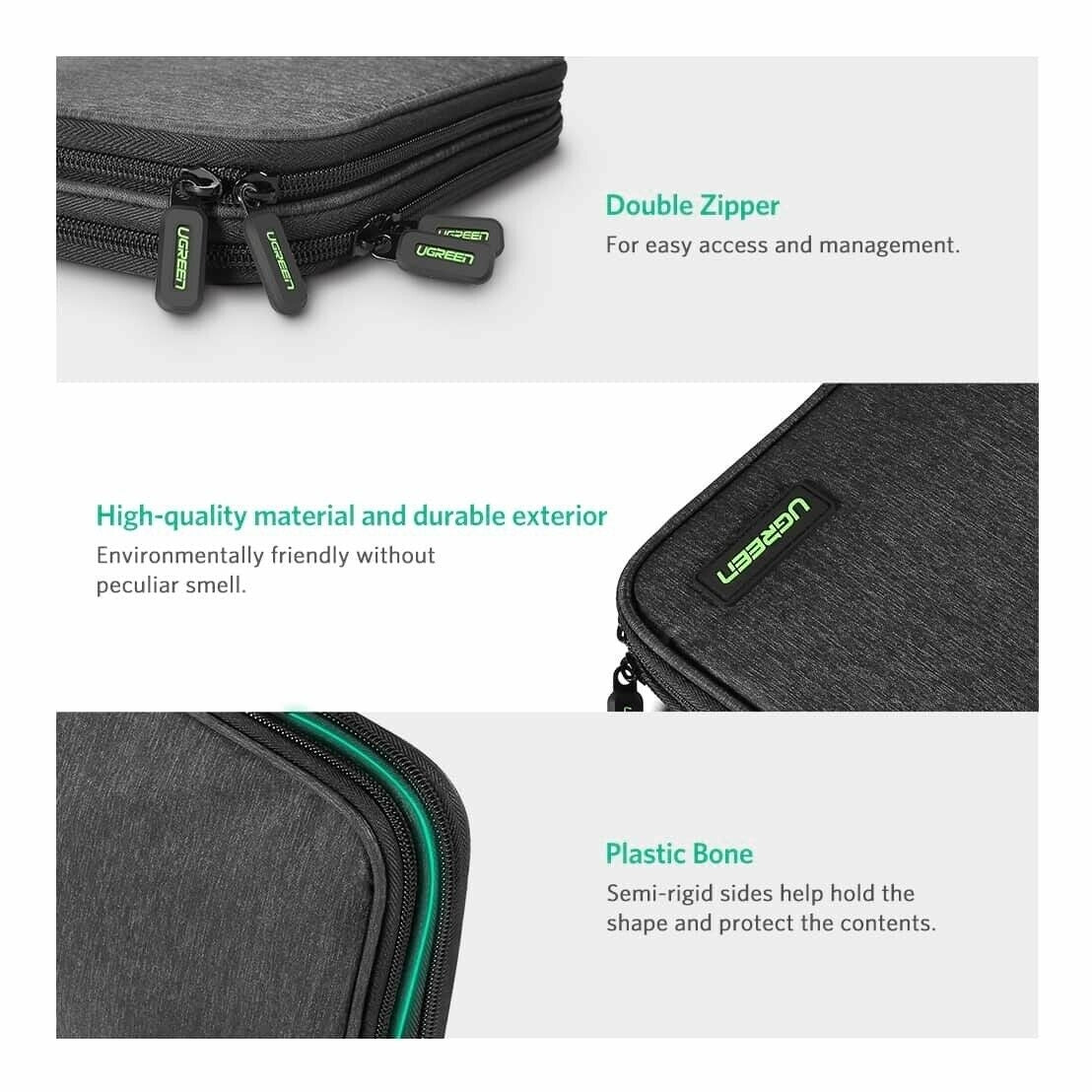 Calendars, Organisers & Planners: UGREEN 50147 Double Layer Electronic Accessories Organiser Travel Bag