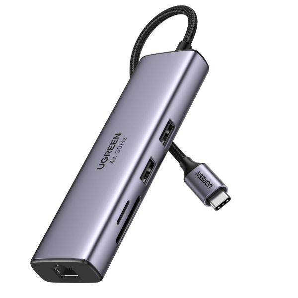 Computer Cables & Adapters: UGREEN 60515 USB-C to HDMI/Ethernet Adapter with Card Reader