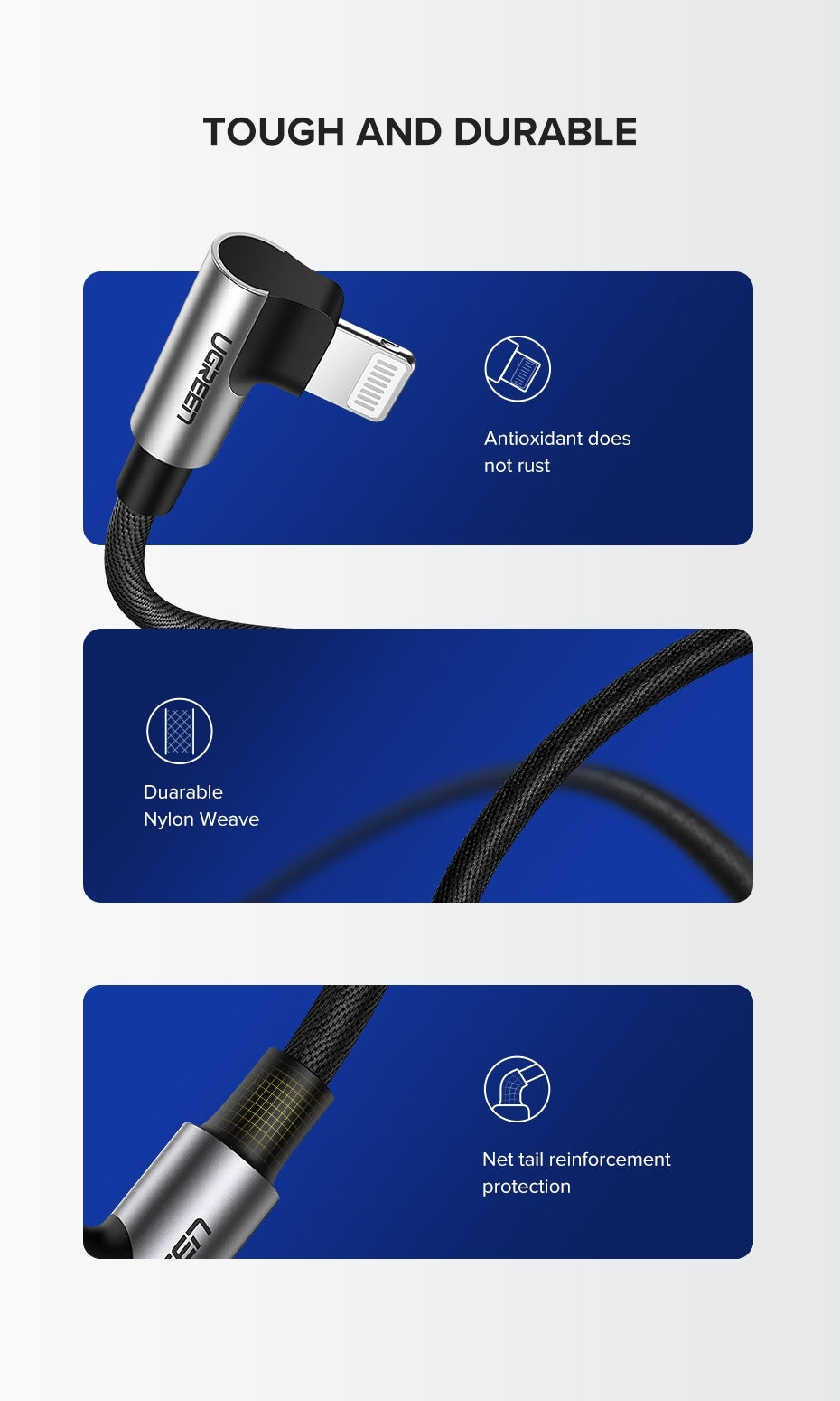 Computer Cables & Adapters: UGREEN 60521 USB-A to 8-pin 90 Degree Angel Cable 1M