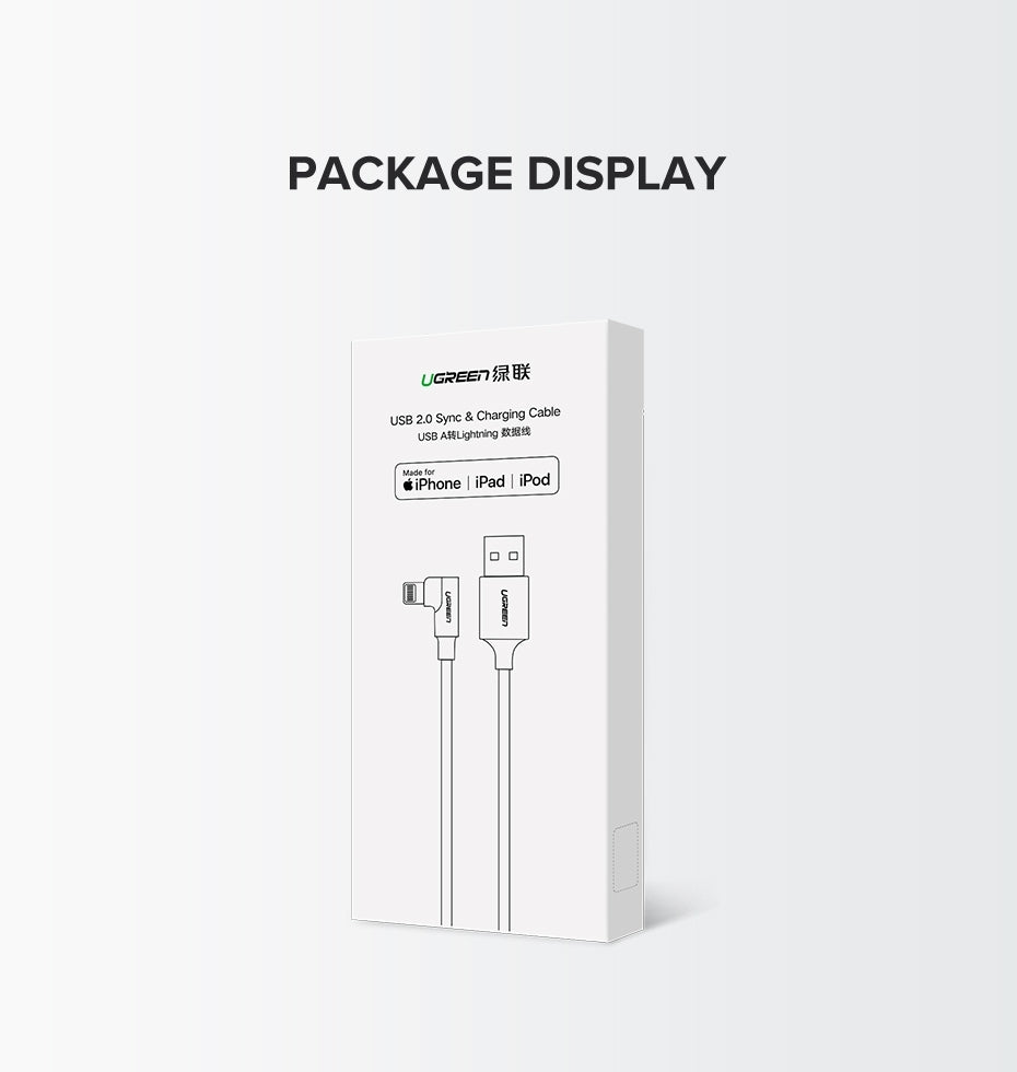 Computer Cables & Adapters: UGREEN 60521 USB-A to 8-pin 90 Degree Angel Cable 1M