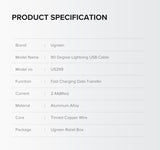 Computer Cables & Adapters: UGREEN 60521 USB-A to 8-pin 90 Degree Angel Cable 1M