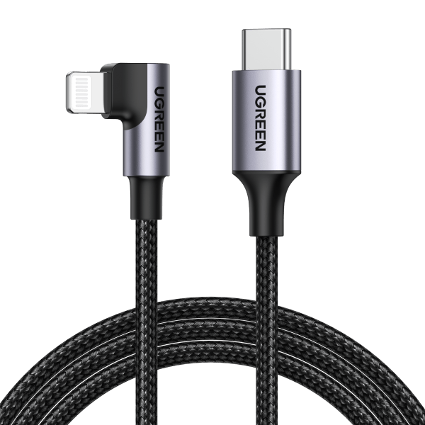 Computer Cables & Adapters: UGREEN 60763 90 Degree USB-C to iPhone 8-pin Cable 1M