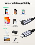 Computer Cables & Adapters: UGREEN 60763 90 Degree USB-C to iPhone 8-pin Cable 1M