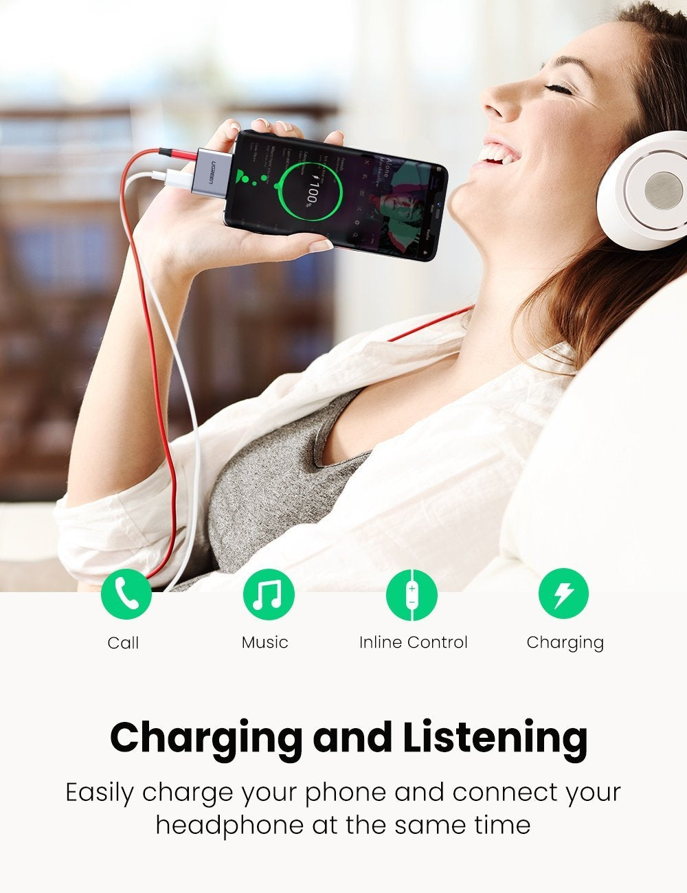Computer Cables & Adapters: UGREEN 70312 2-in-1 USB C to C and 3.5mm Adapter