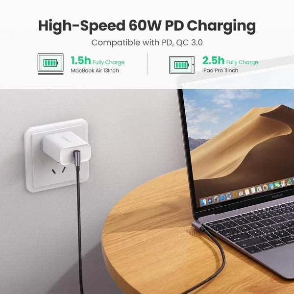 Computer Cables & Adapters: UGREEN 70529 60W Angle USB C to C Cable 1M