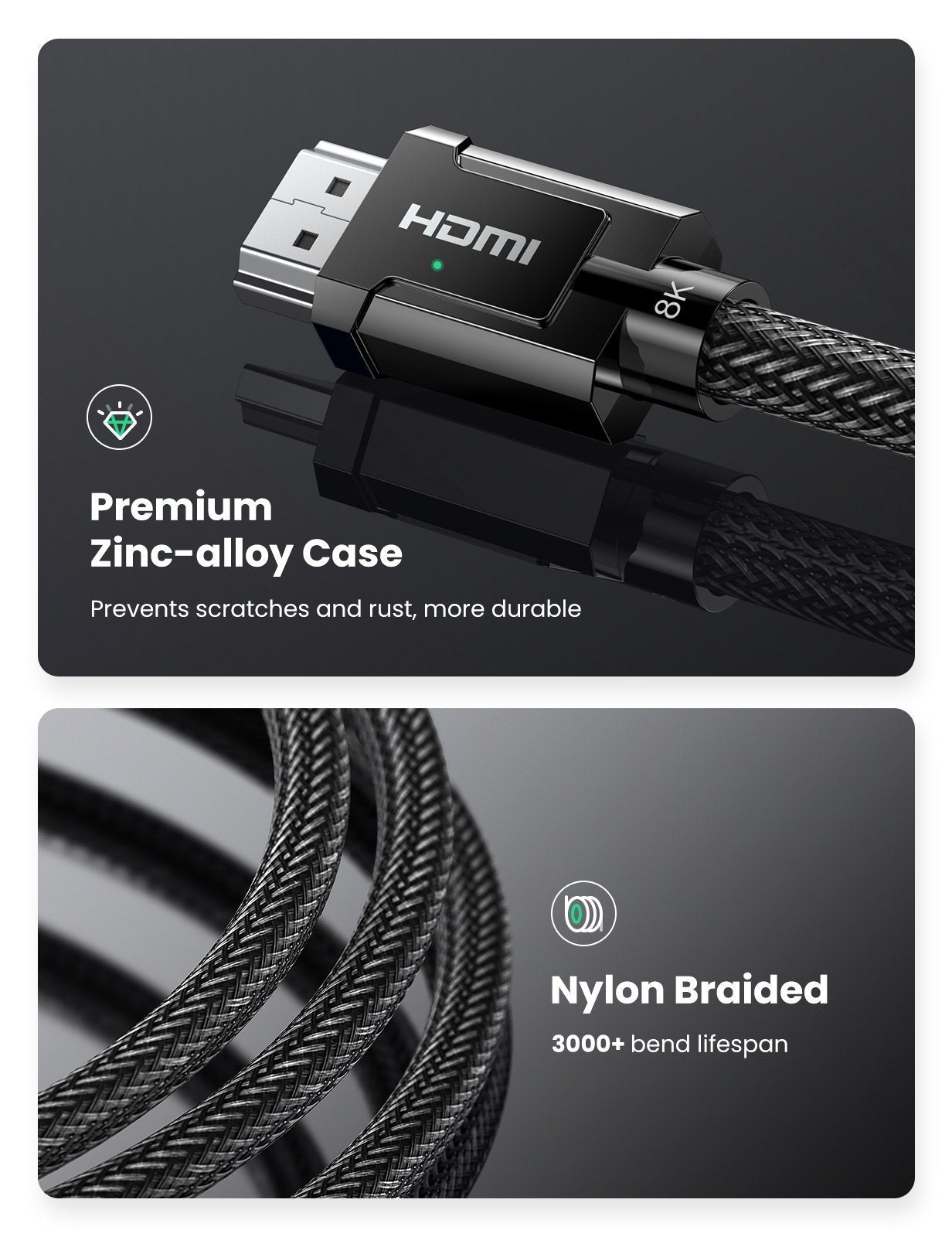 Computer Cables & Adapters: UGREEN 80602 8K HDMI 2.1 Cable 3M