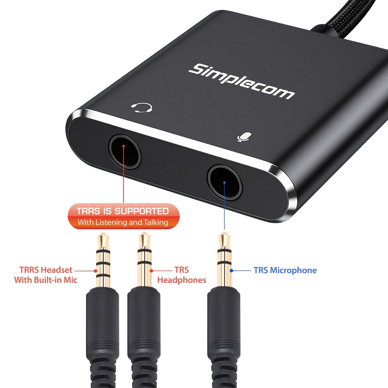 Over Ear Headphones: Simplecom CA152 USB to 3.5mm Audio and Microphone Sound Card Adapter for TRS or TRRS Headset with Mic