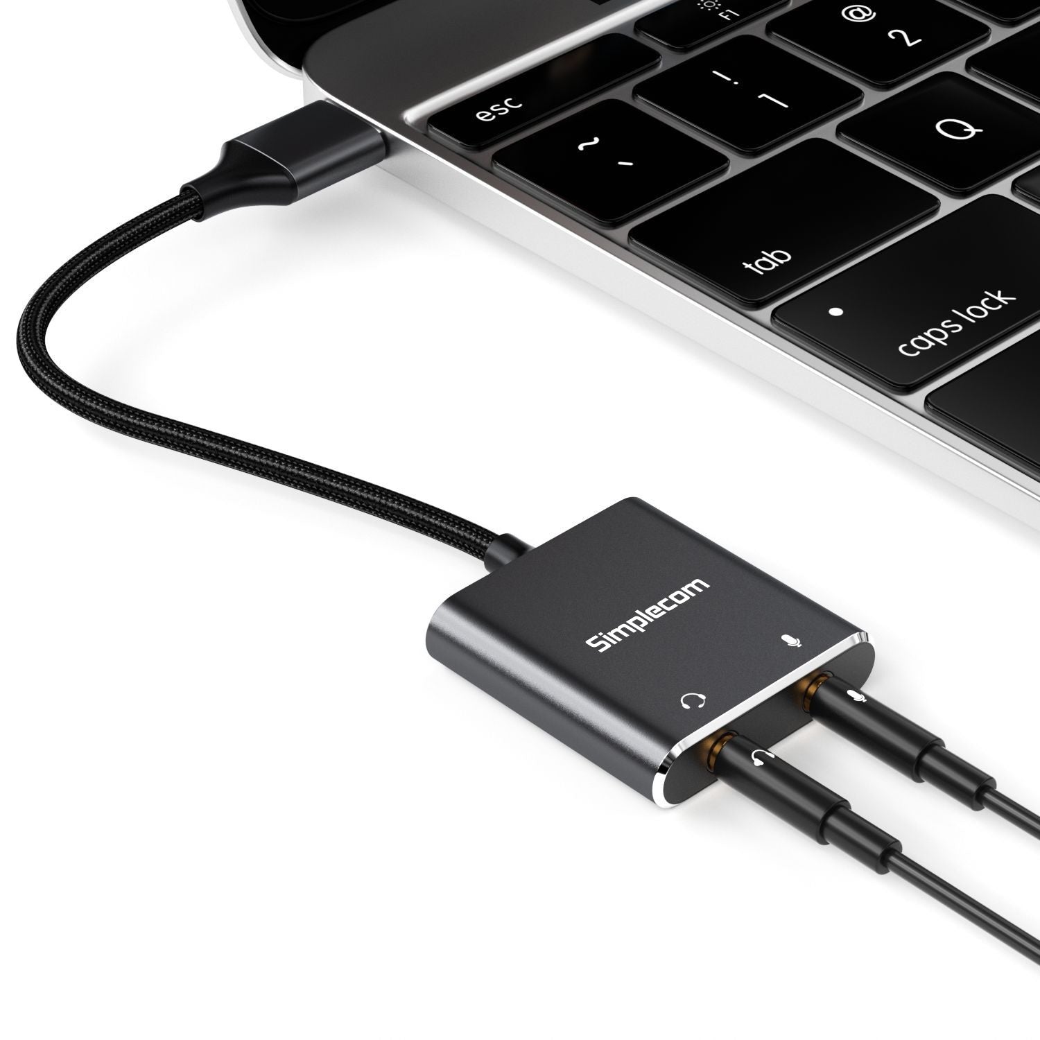 Over Ear Headphones: Simplecom CA152 USB to 3.5mm Audio and Microphone Sound Card Adapter for TRS or TRRS Headset with Mic