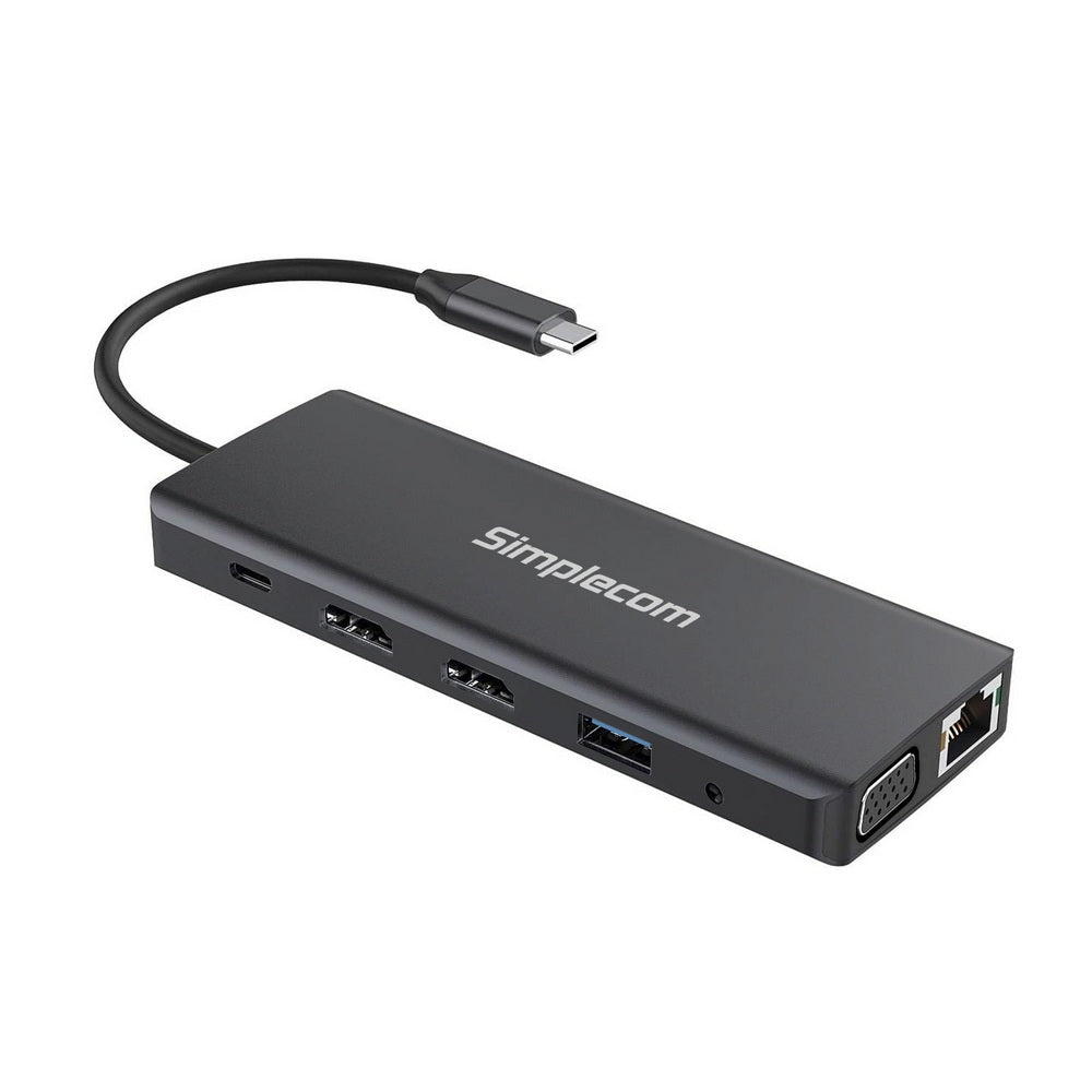 Computer Monitors & Accessories: Simplecom CHN612 USB-C 12-in-1 Multiport Docking Station Dual HDMI + VGA Triple Display Gigabit LAN