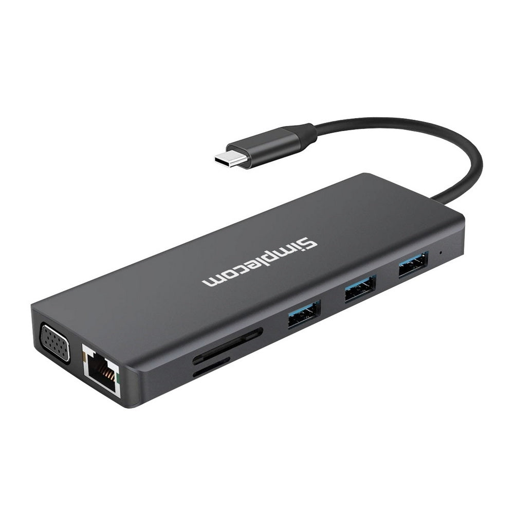 Computer Monitors & Accessories: Simplecom CHN612 USB-C 12-in-1 Multiport Docking Station Dual HDMI + VGA Triple Display Gigabit LAN