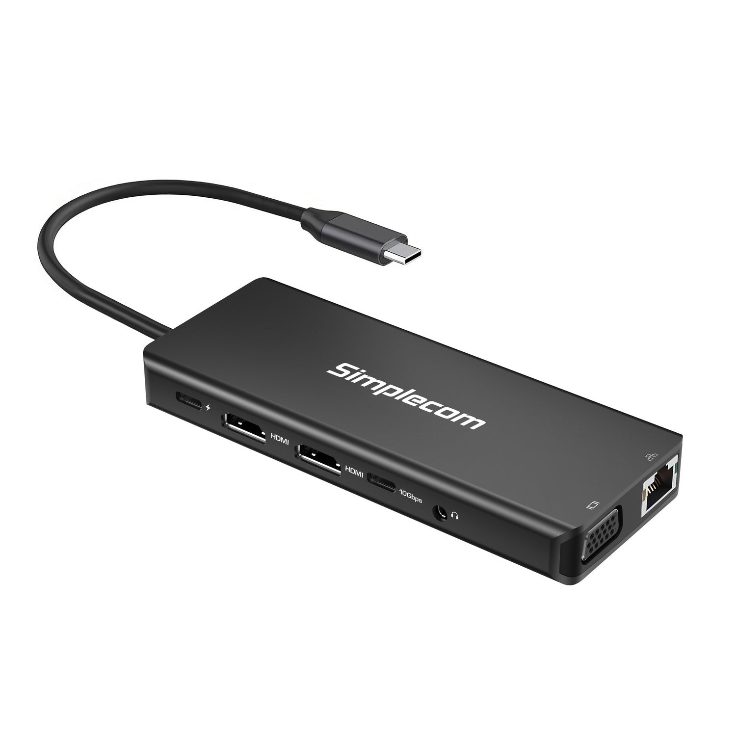 Computer Monitors & Accessories: Simplecom CHN613 USB-C 13-in-1 Multiport Docking Station Dual HDMI + VGA Triple Display USB 3.2 Gen 2 10Gbps