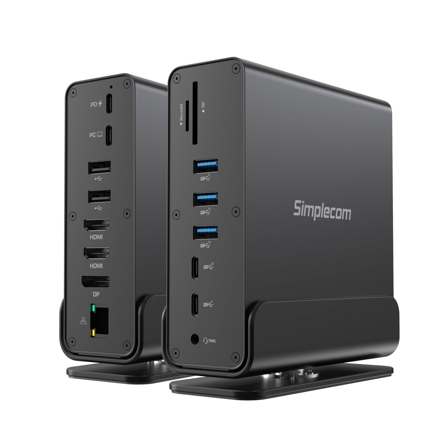 Computer Monitors & Accessories: Simplecom CHT815 15-in-1 USB-C 4K Triple Display MST Docking Station with Dual HDMI DP