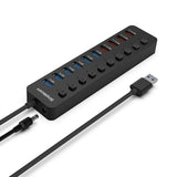 Phone Chargers: Simplecom CHU810 48W 10-Port USB 3.0 Hub and Charger with Individual Switches 12V/4A Power Adapter BC1.2 Fast Charging