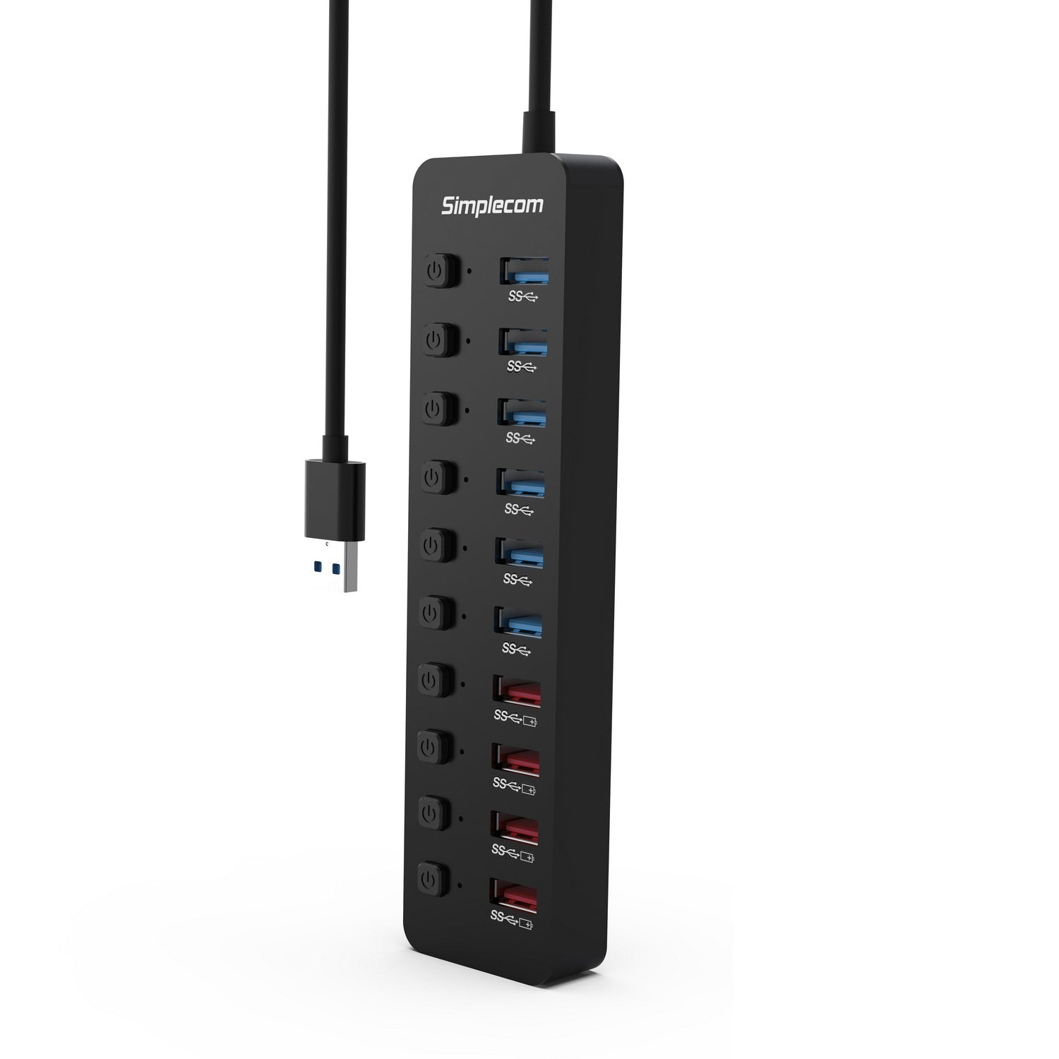 Phone Chargers: Simplecom CHU810 48W 10-Port USB 3.0 Hub and Charger with Individual Switches 12V/4A Power Adapter BC1.2 Fast Charging