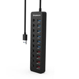 Phone Chargers: Simplecom CHU810 48W 10-Port USB 3.0 Hub and Charger with Individual Switches 12V/4A Power Adapter BC1.2 Fast Charging