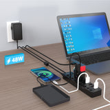 Phone Chargers: Simplecom CHU810 48W 10-Port USB 3.0 Hub and Charger with Individual Switches 12V/4A Power Adapter BC1.2 Fast Charging
