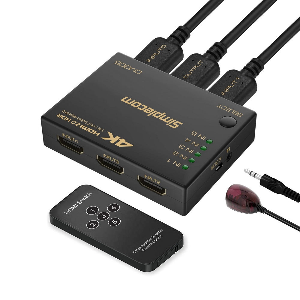 TVs & Accessories: Simplecom CM305 Ultra HD 5 Way HDMI Switch 5 IN 1 OUT Splitter 4K@60Hz