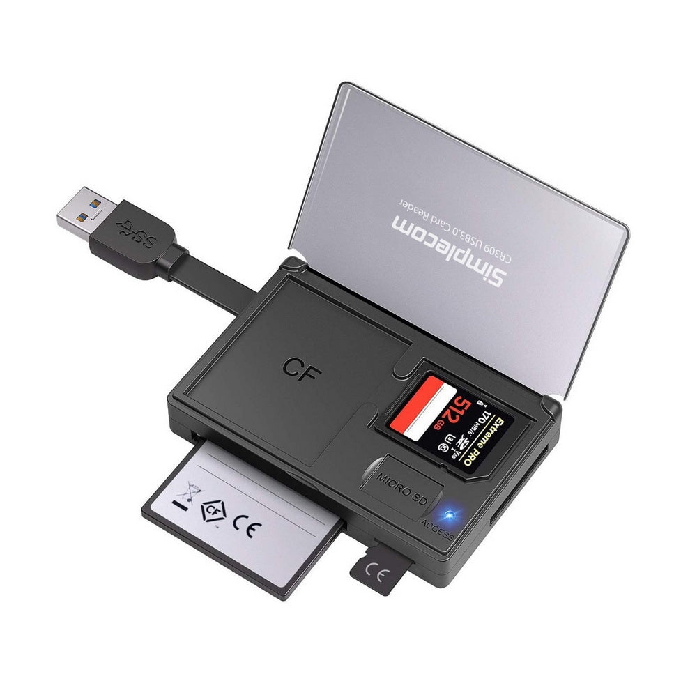 Memory Card Adapters: Simplecom CR309 3-Slot SuperSpeed USB 3.0 Card Reader with Card Storage Case