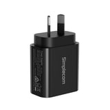 Phone Chargers: Simplecom CU220 Dual Port PD 20W Fast Wall Charger USB-C + USB-A for Phone Tablet