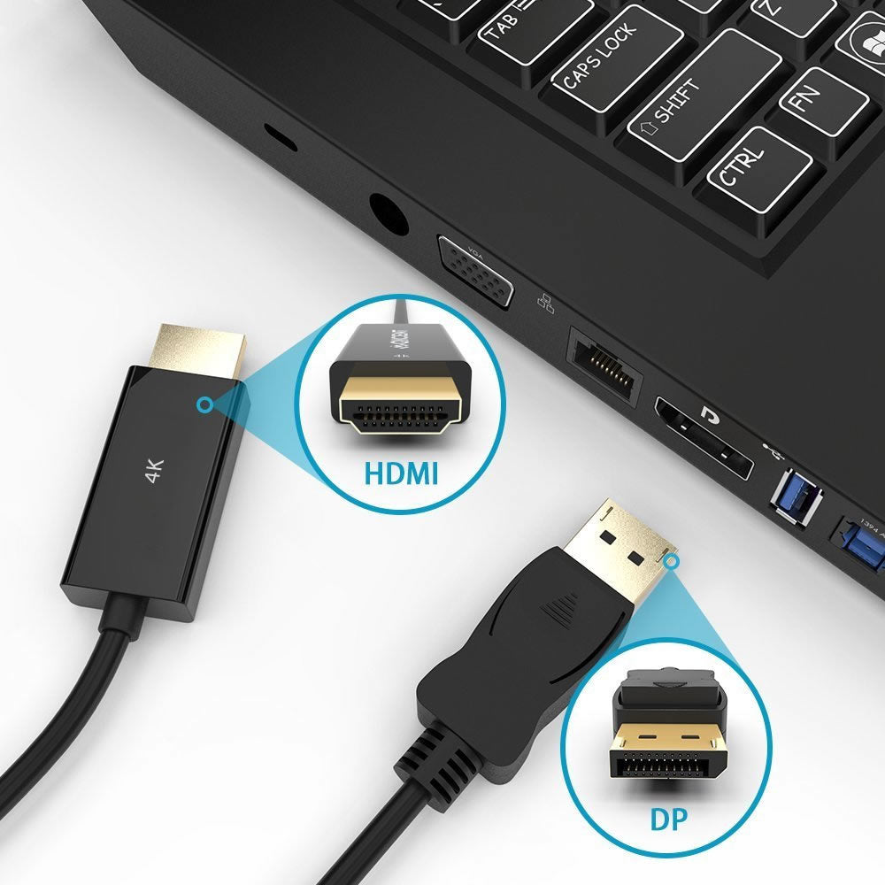 Computer Monitors & Accessories: Simplecom DA201 4K DisplayPort to HDMI Cable 2160P Ultra HD 1.8M