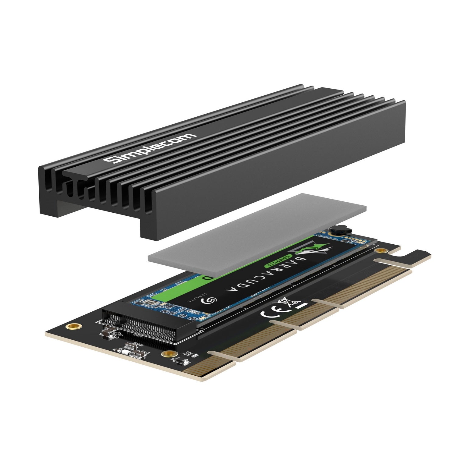 Desktops & Accessories: Simplecom EC415B NVMe M.2 SSD to PCIe x4 x8 x16 Expansion Card with Aluminium Heat Sink Black