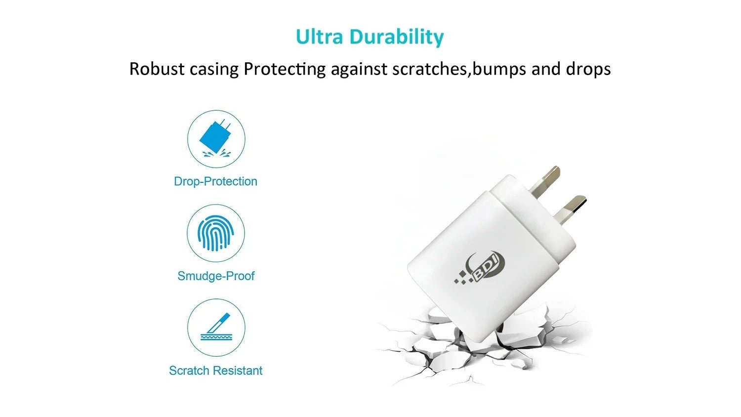 Phone Chargers: BDI 25W PD Quick Charger AU plug with USB-A and Type-C Ports