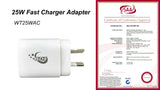 Phone Chargers: BDI 25W PD Quick Charger AU plug with USB-A and Type-C Ports