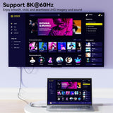 BENFEI 000419GY 8K DisplayPort V1.4 to HDMI V2.1 Aluminum Shell, Nylon Braided Cable 1.8M