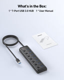 BENFEI 000425BK USB3.0 to 7 Port USB3.0 HUB (Black)