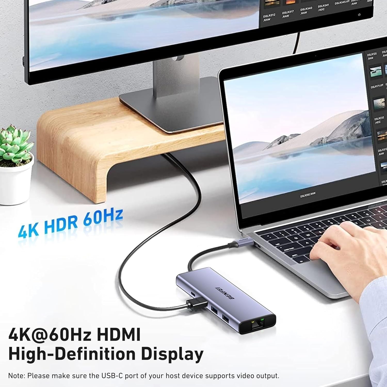 BENFEI 000495GY 10-in-1 USB C Hub 4K HDMI + RJ45 + 100W PD + USB-C + USB x 4 +TF/SD Reader